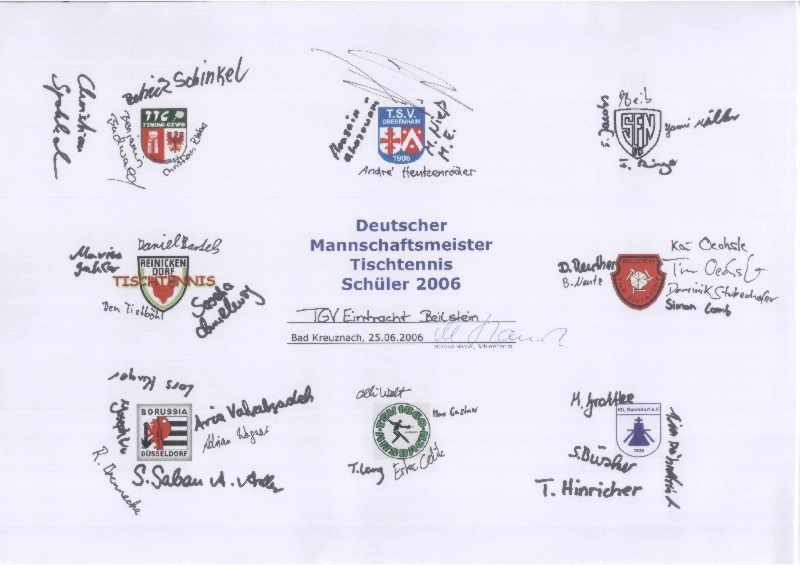 Schüler des TGV Eintracht Beilstein sind Deutscher Meister im Tischtennis